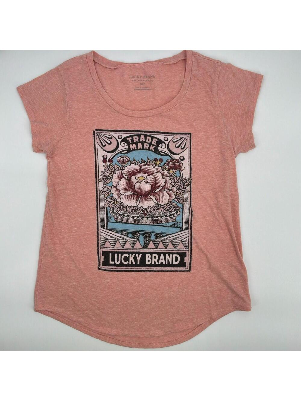 Lucky Brand Peach Graphic Tee Size S